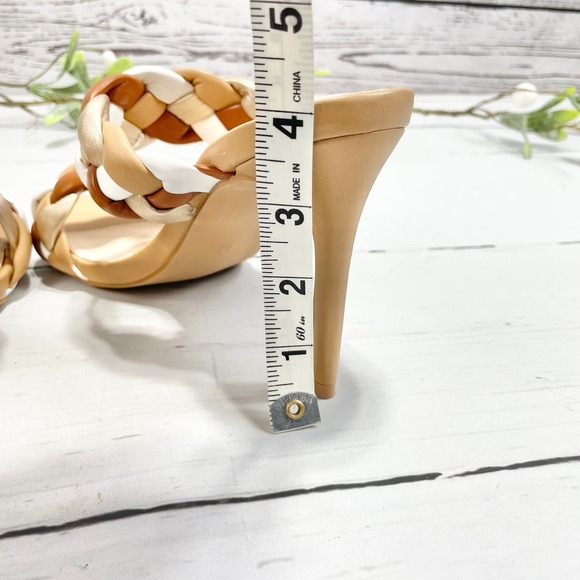 NEW Women's Camel Open Toe Pumps with Braided Straps - Size 6 - Picture 9 of 9